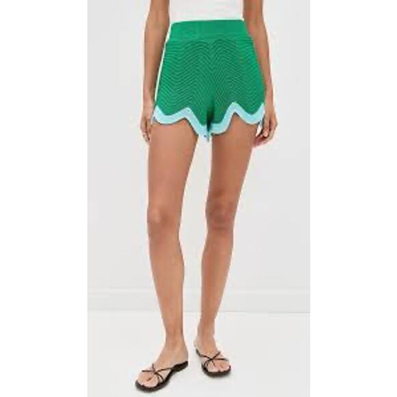 English Factory Georgica Scallop Wave Crochet Shorts NWT Green Blue XS BohoChic - Picture 5 of 10